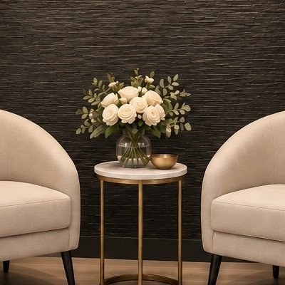 Fresh flowers on a side table in the clinic